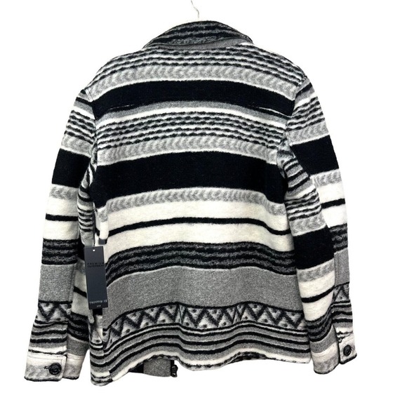 Forever 21 Jacket Coat Wool Blend Full Zip Lined SIde Pockets Geo Print Men Sz M - Picture 6 of 7